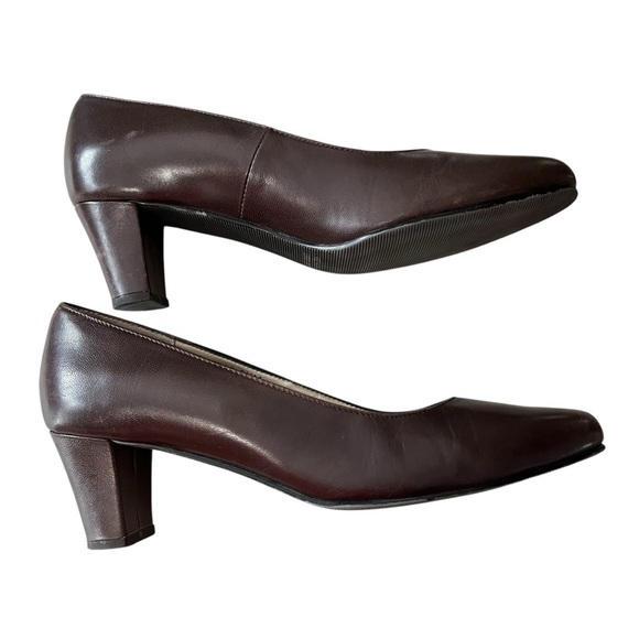 Ros Hommerson Women’s 9.5 Brown Block Heel Leather Upper Pumps - Picture 7 of 10